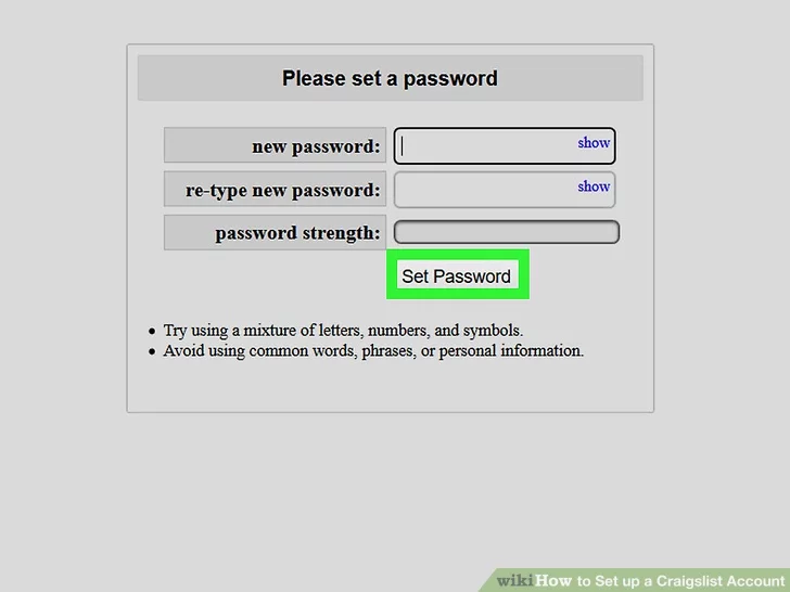Set New Password for Craigslist San Diego