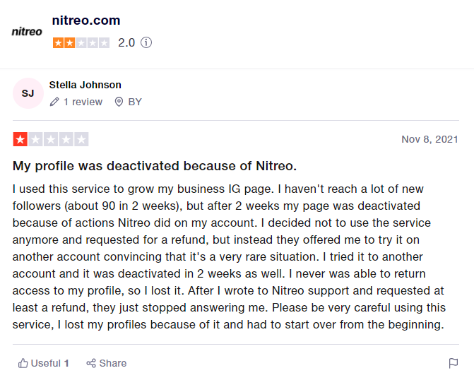 Nitreo review on trustpilot