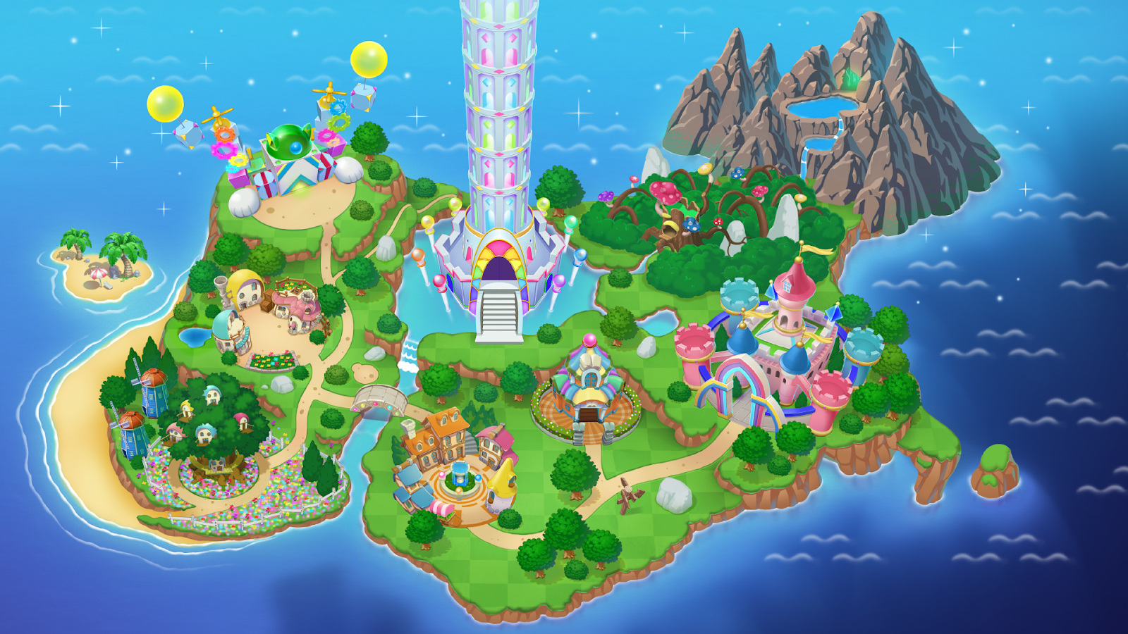 The game's map, which shows that the levels are set across a large island.