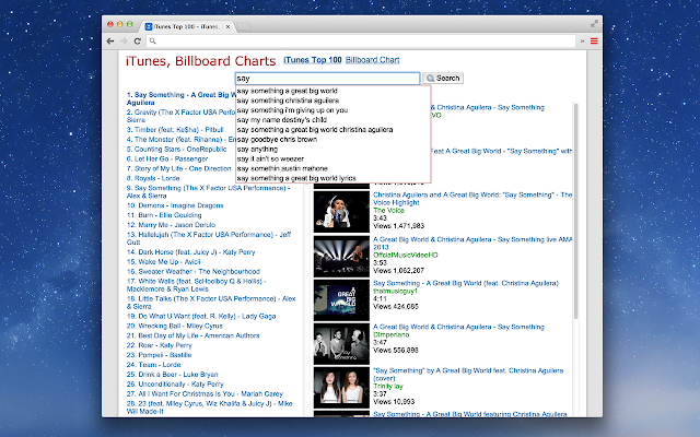 Screenshot of Top Music Charts