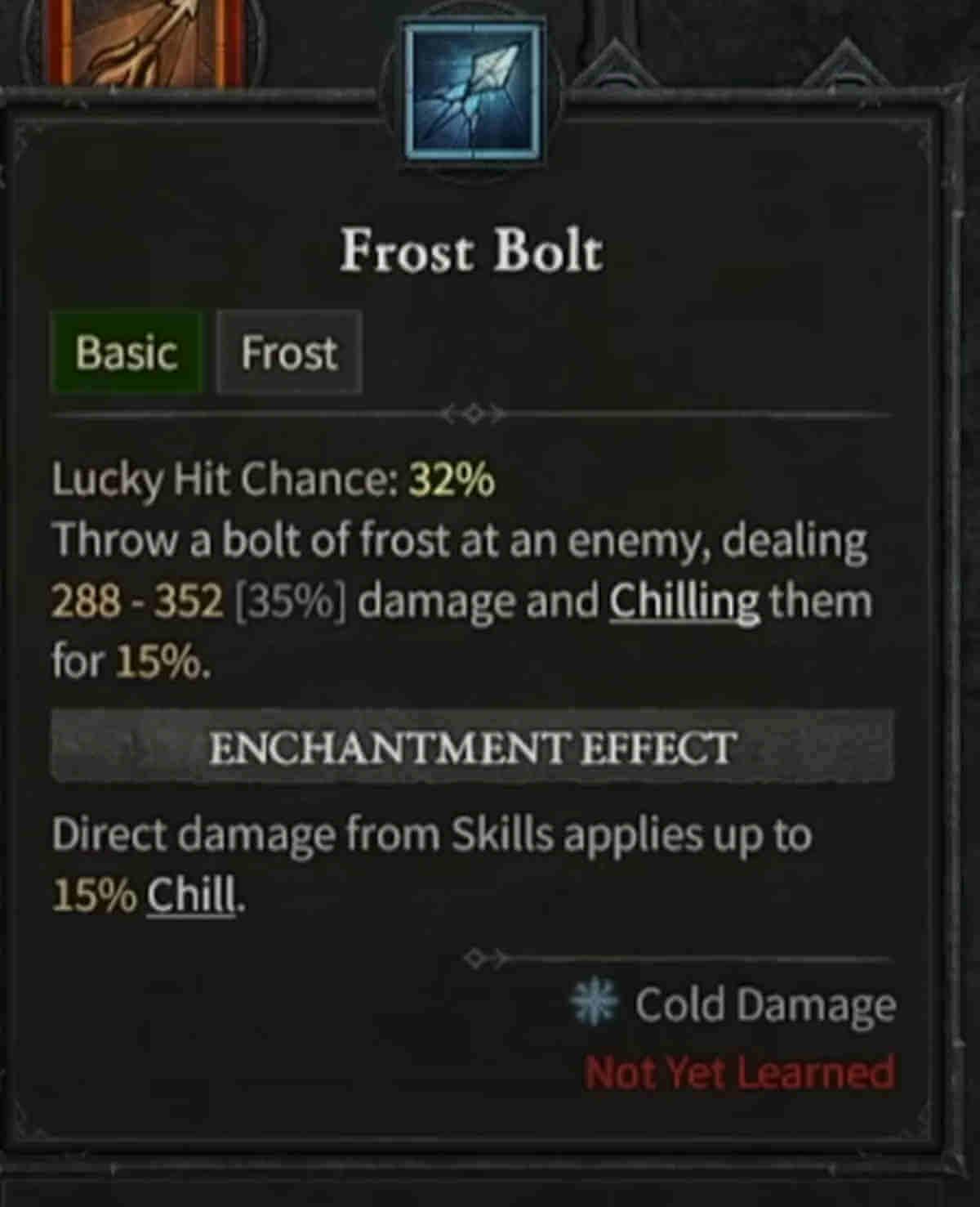Diablo 4 Frost Bolt