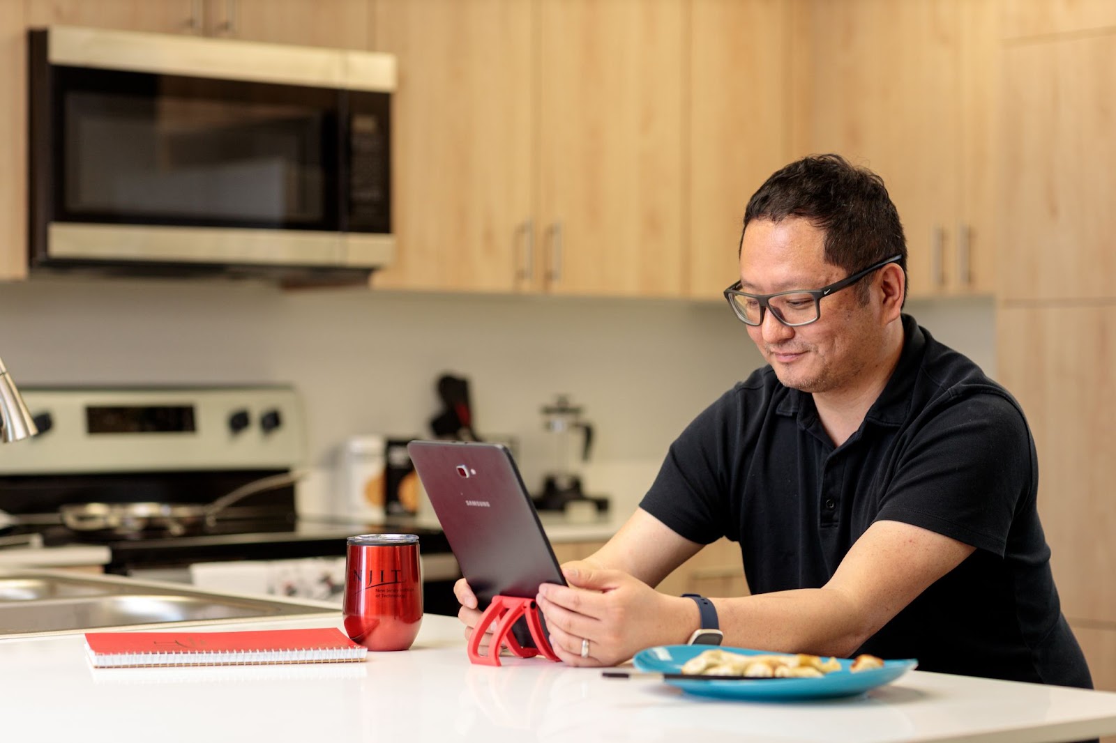 student taking an online course from the comfort of home