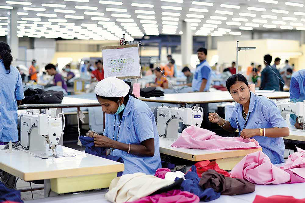 Women workers at a garment factory in Vapi, Gujarat 
