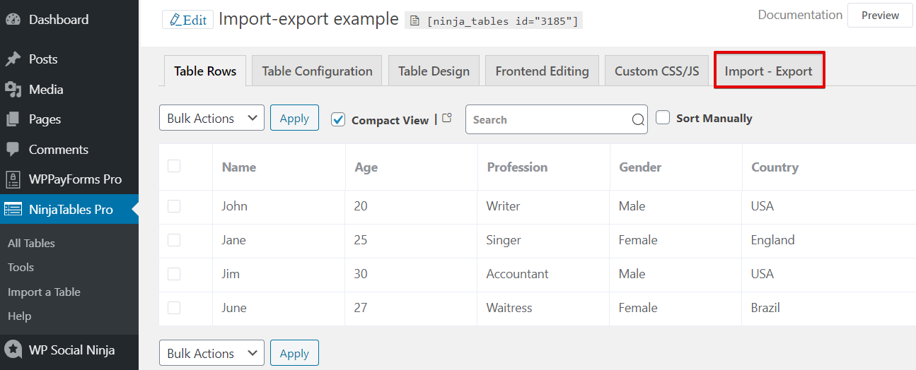 how do I create a data table