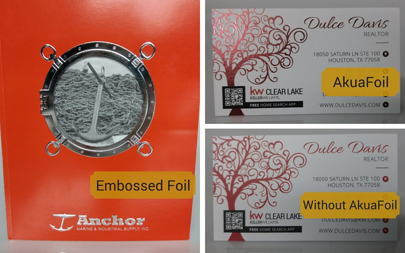 Enhance Catalogs, Business Cards and more with Embossed Foil Die Cuts and AkuaFoil embellishments