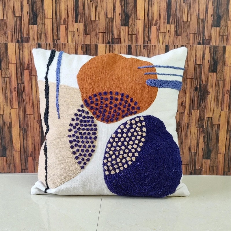 Blue textured cushion cover from Etsy seller HoneyBeeHomeNLiving