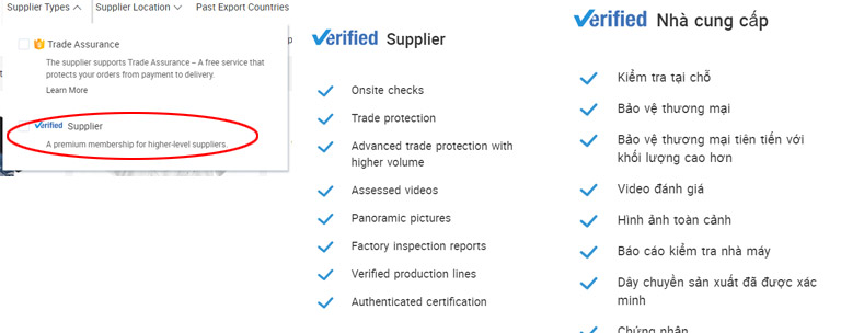 Nhà cung cấp Alibaba được xác thực