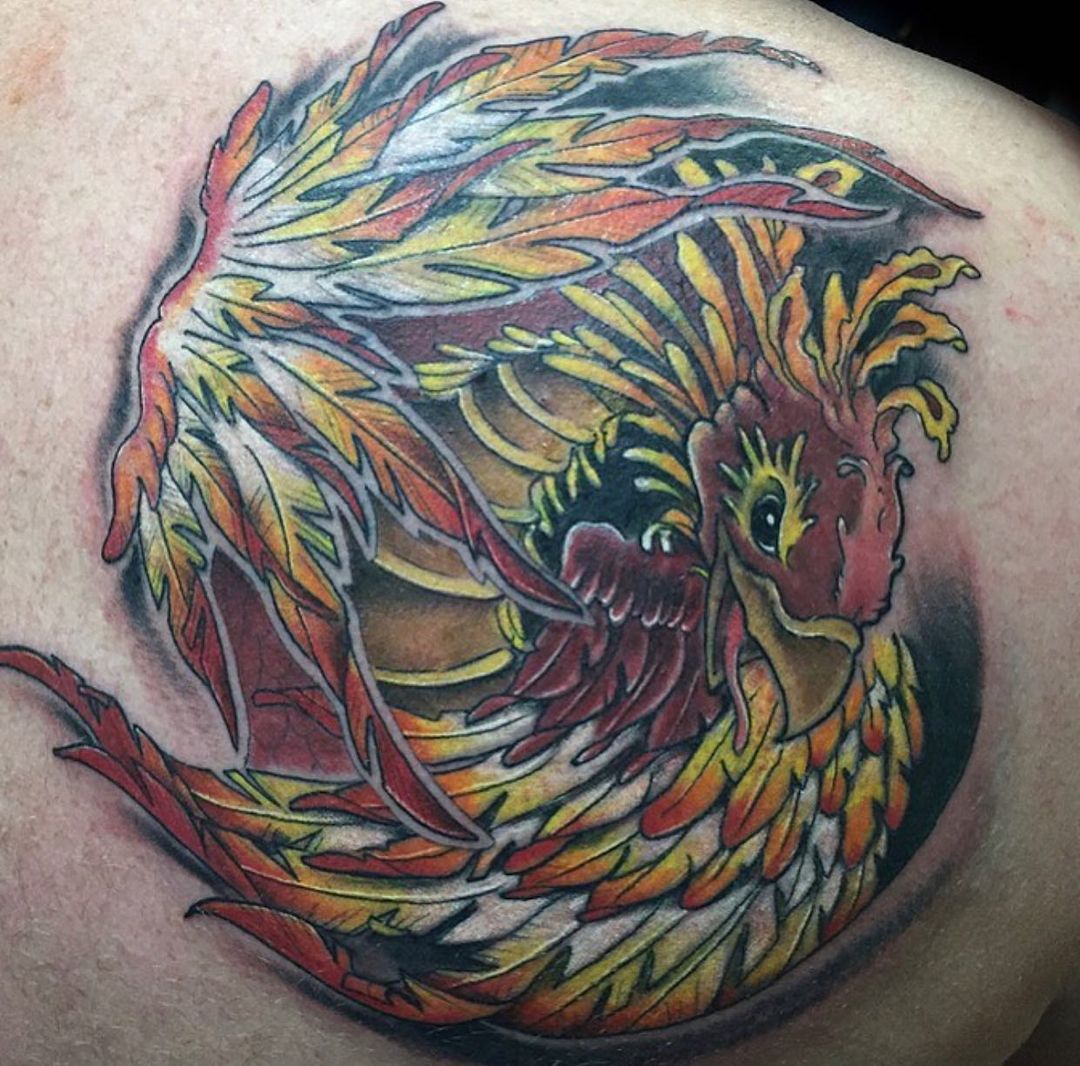 Happy Japanese Phoenix Tattoo