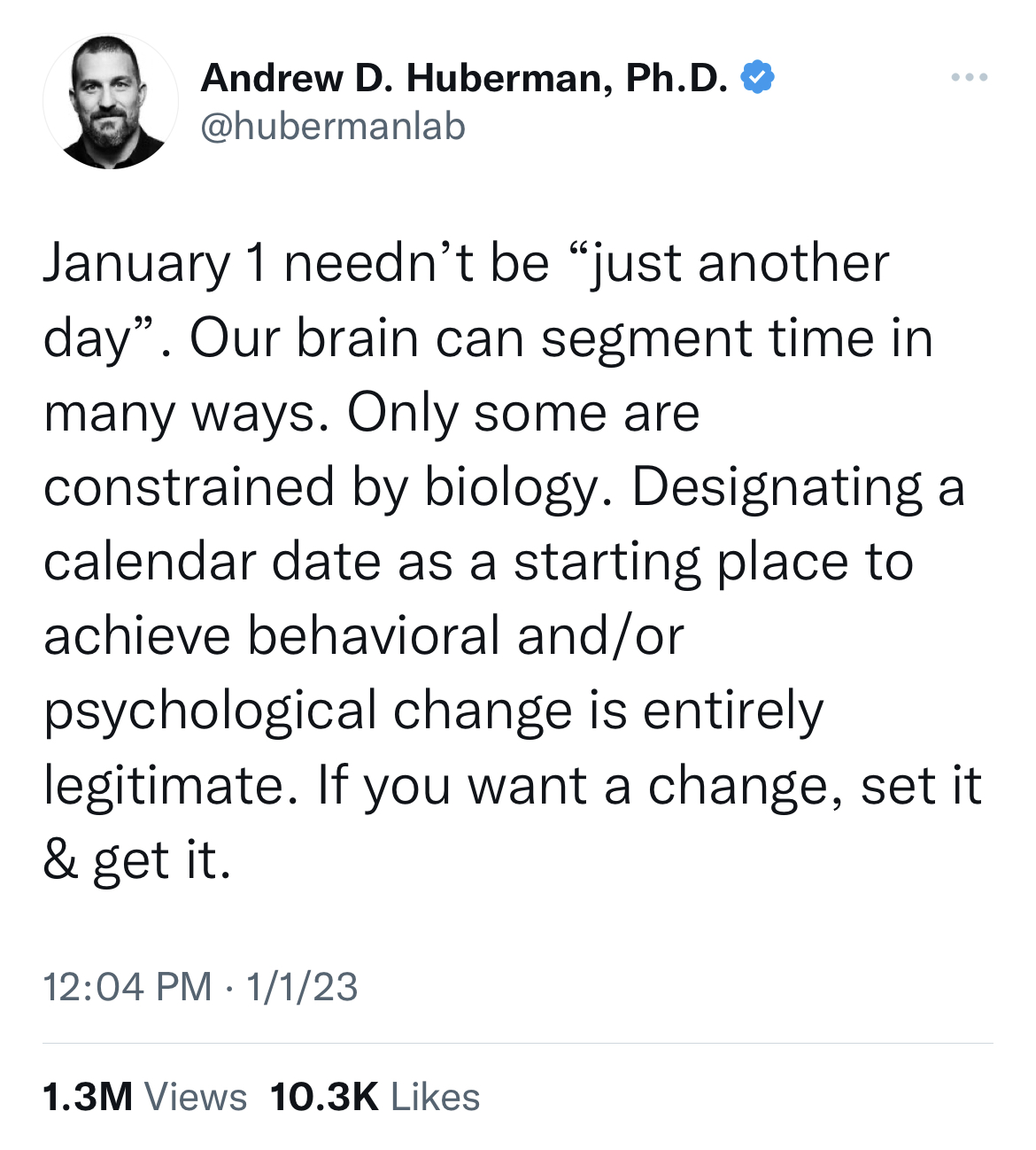 Andrew Huberman January 1 tweet | New Year, New Me Starter Pack