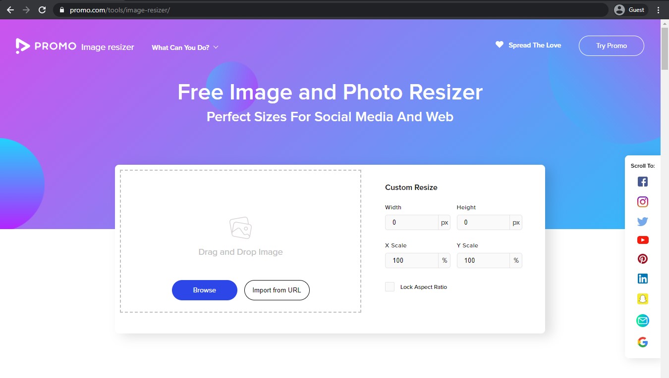 promo image resizer landing page