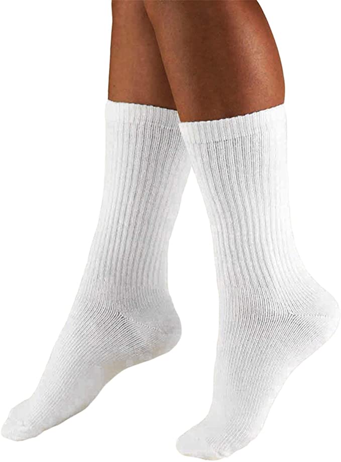 Truform Compression Socks, 15-20 mmHg, Men's Gym Socks, Crew Length to Mid-Calf, White, Medium