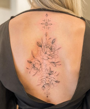 Beautiful Peonies Back Upper Tattoos Design