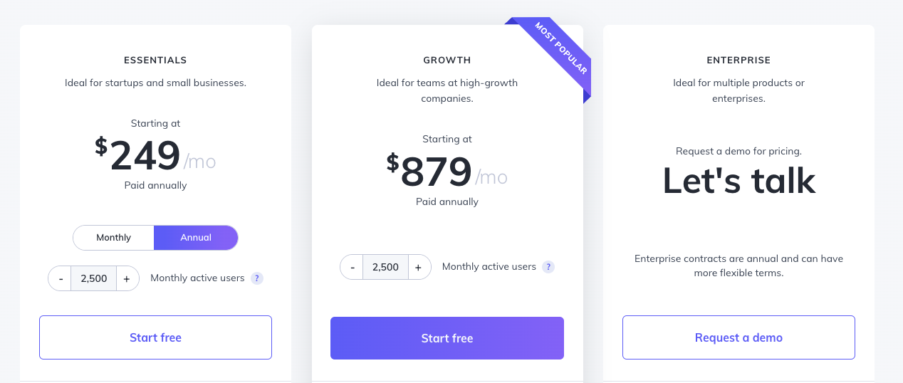 1. $249 a month
2. $879 a month
3. Let's talk