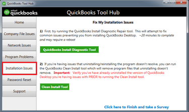 QuickBooks Tool Hu - Select Clean Install Tool
