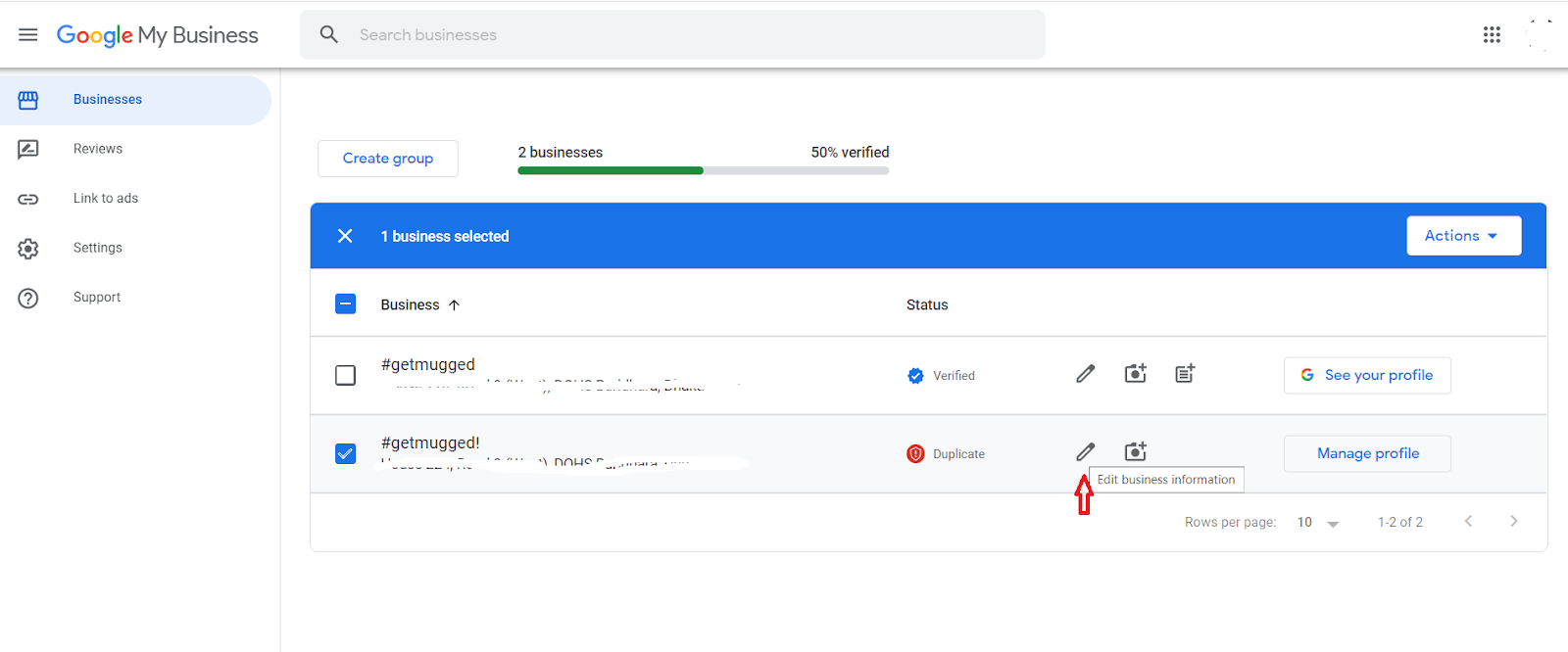 Google Listing with duplicate business accounts