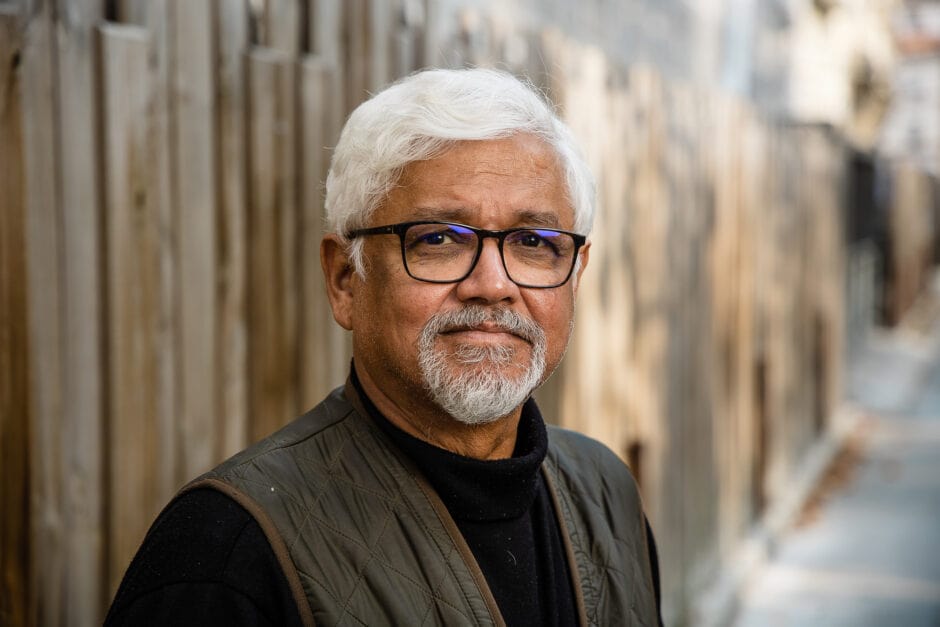 Writer Amitav Ghosh looks to camera