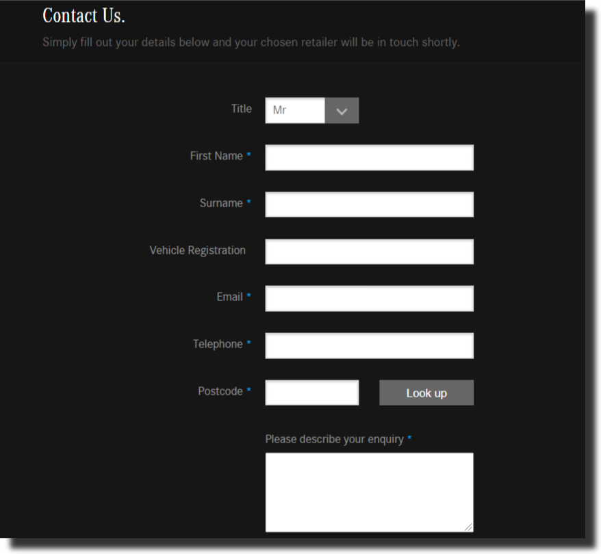 Email Address Or A Contact Form Car Dealer Website Design