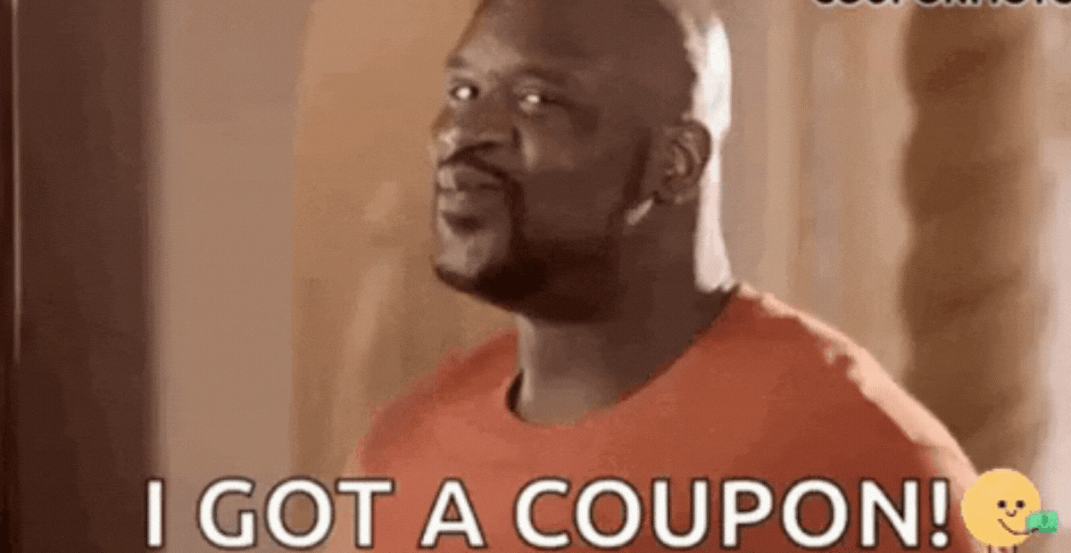 gif showing a happy man because he got deals, discounts and coupons
