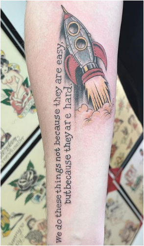 Scripted Rocket Tattoo
