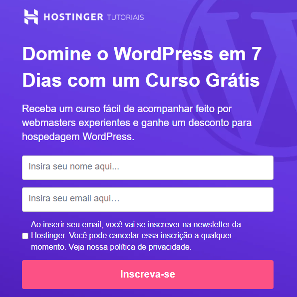 curso wordpress gratuito da hostinger
