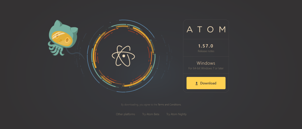 Capture d'écran de la bannière de l'éditeur Atom