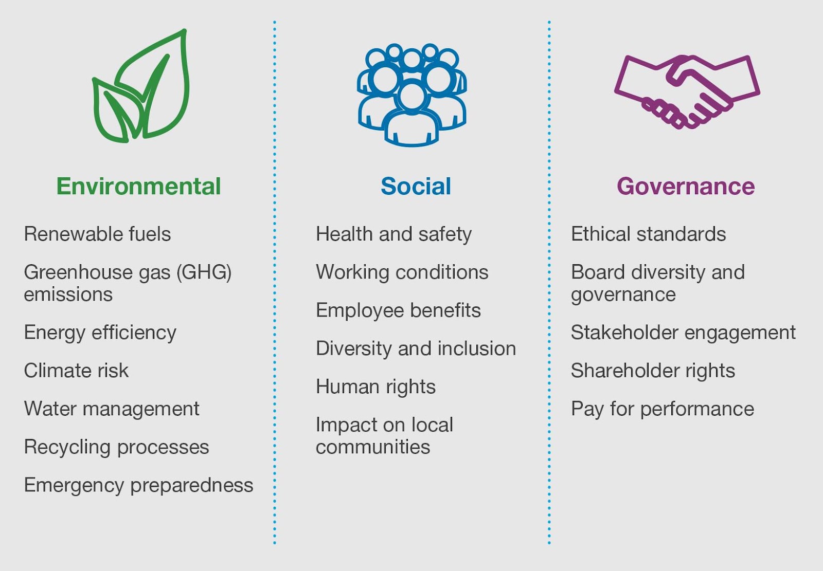 Environmental, social, and governance ESG issues.