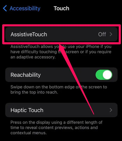 Chọn AssistiveTouch trên iPhone