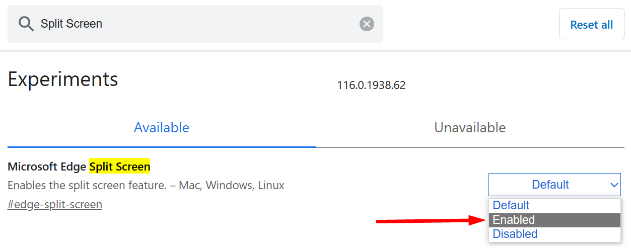 How to enable split screen on Microsoft Edge
