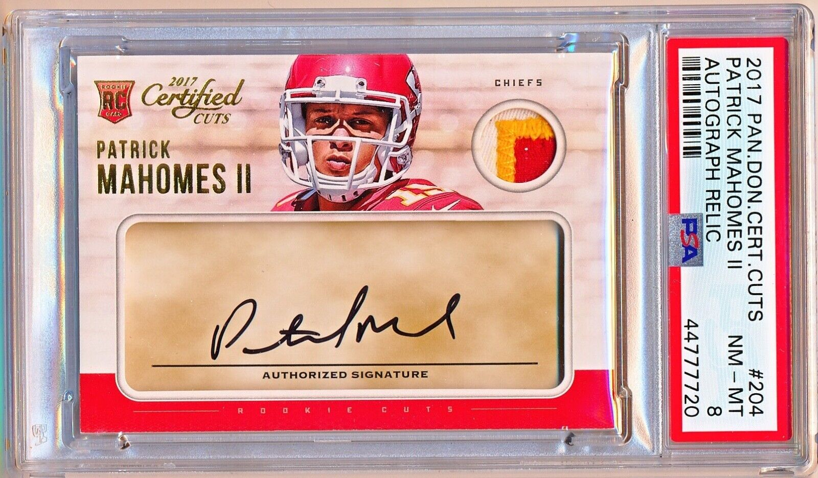 Most valuable Patrick Mahomes rookie cards: 2017 Certified Cuts #204