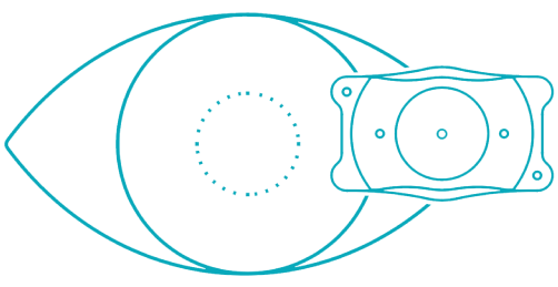 A blue line drawing of a circular object  Description automatically generated