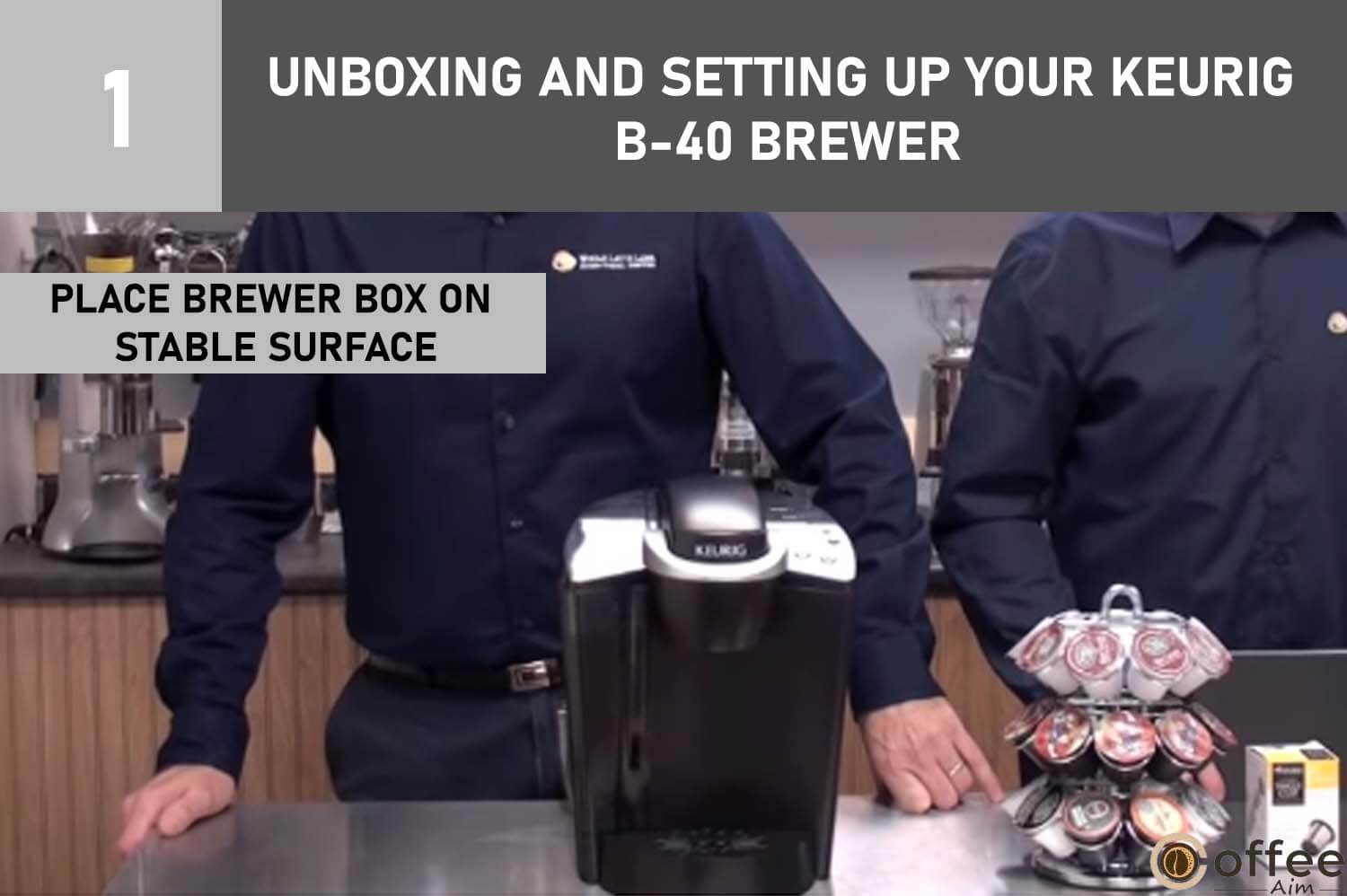This image illustrates the process of "placing the Brewer box" as part of the comprehensive guide titled "Unboxing and Setting Up Your Keurig B-40 Brewer" for the informative article on "How to Use the Keurig B-40."
