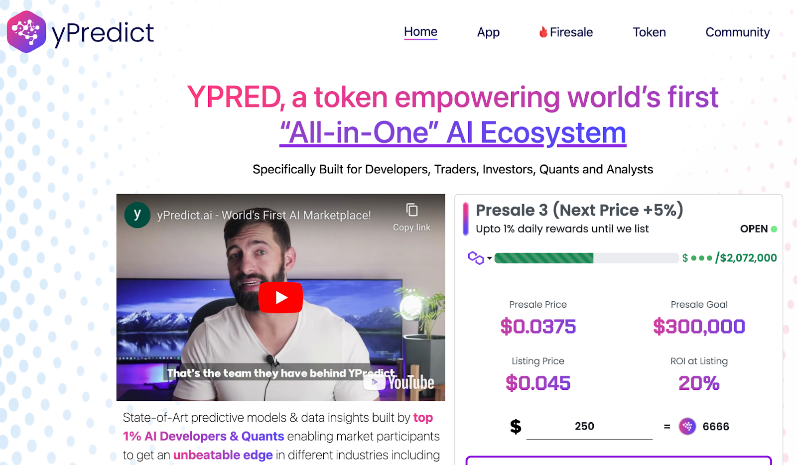 YPRED Token Presale is Live - World’s First AI ecosystem￼ 12
