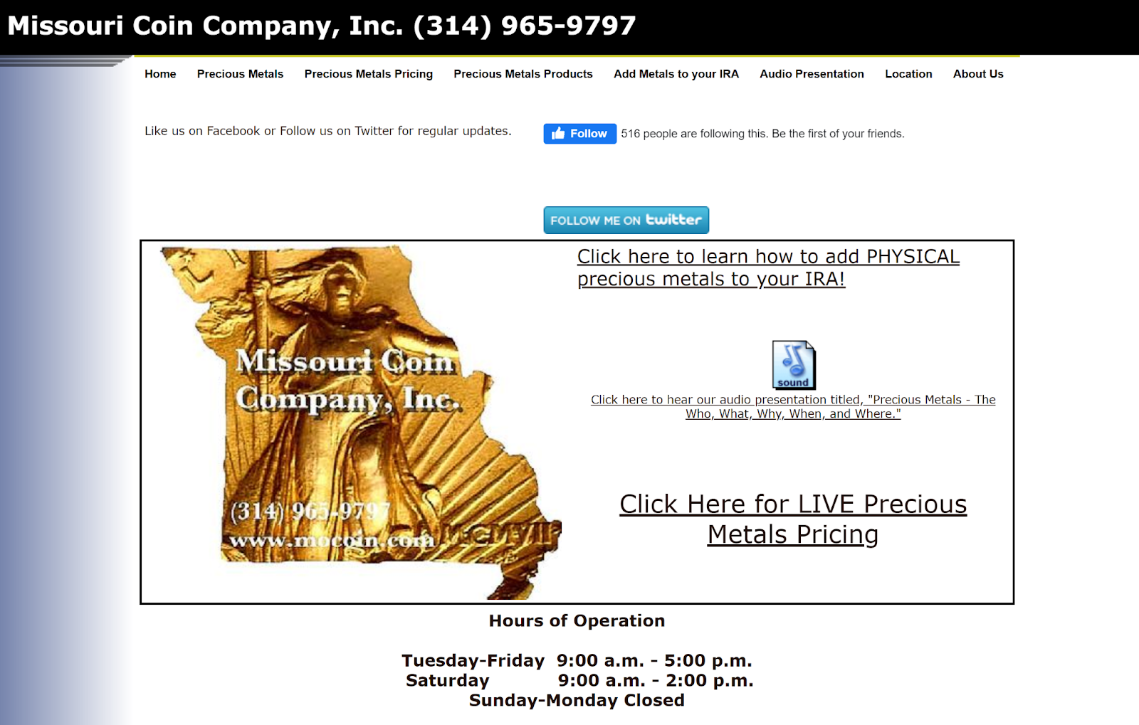Missouri Coin Company website 