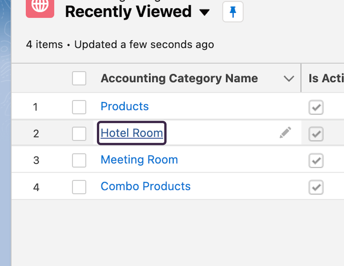 Click on an existing accounting category or create a new one