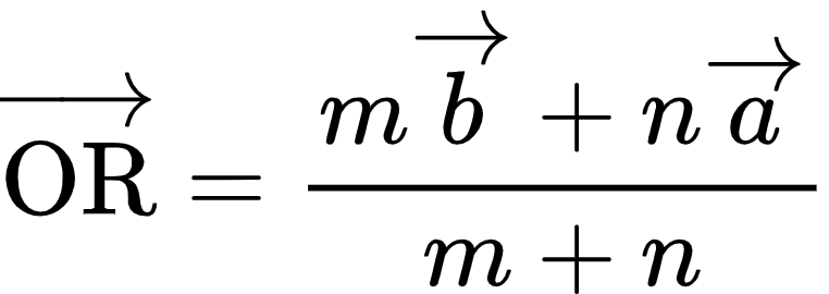 {"font":{"family":"Arial","size":10,"color":"#000000"},"code":"\\begin{align*}\n{\\overrightarrow{\\text{OR}}}&={\\frac{m\\overrightarrow{b}+n\\overrightarrow{a}}{m+n}}\t\n\\end{align*}","type":"align*","id":"52","ts":1604746253516,"cs":"GqB18AWEn0bbaPuWR+OHhA==","size":{"width":126,"height":44}}