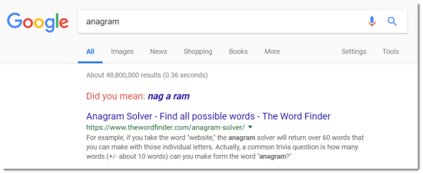 Google Easter egg: anagram