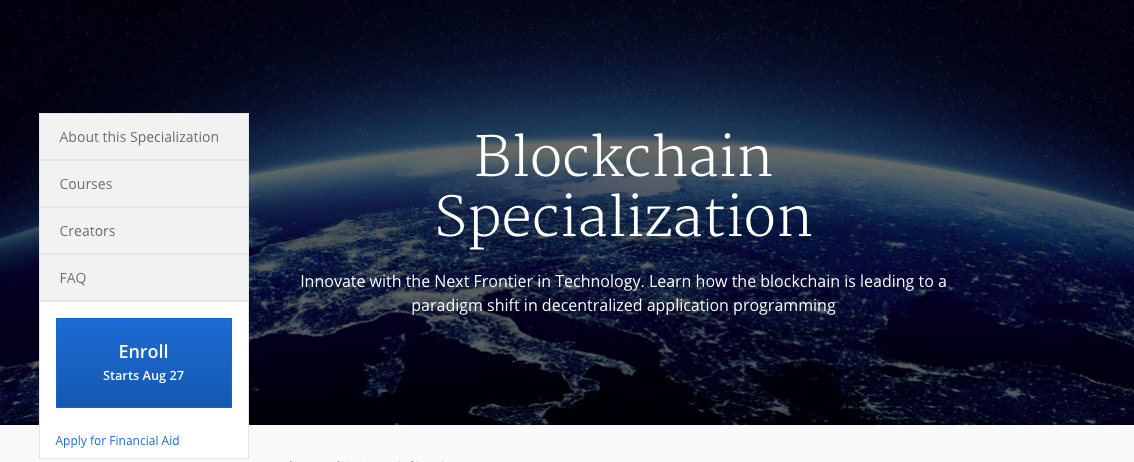 Best Coursera course to learn Blockchain