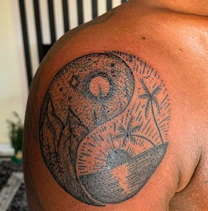 Ying Yang Symbol Fill With Full Of Nature 