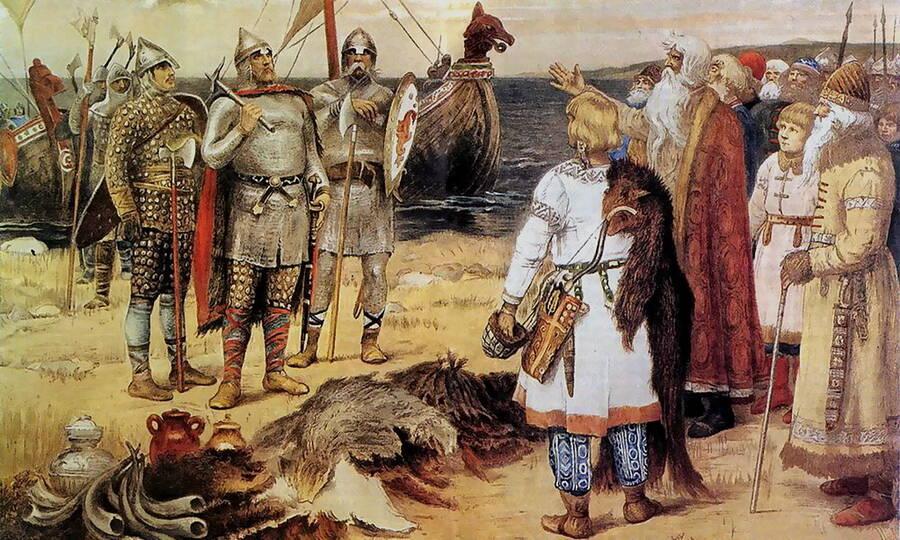 The invitation of the Varangians. Artist: Viktor Mikhaylovich Vasnetsov, 1909.