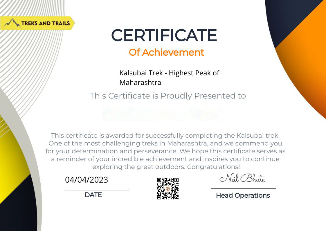  e-certificate treksandtrails