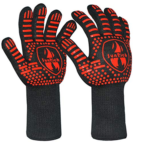 ถุงมือย่างบาร์บีคิว Sunrich 1472ºF Extreme Heat Resistant Barbecue Grilling Gloves