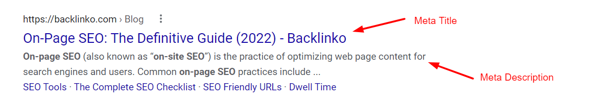 Image displaying difference in meta data and meta title
