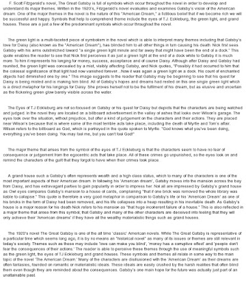 The Great Gatsby Themes And Symbols Essay
