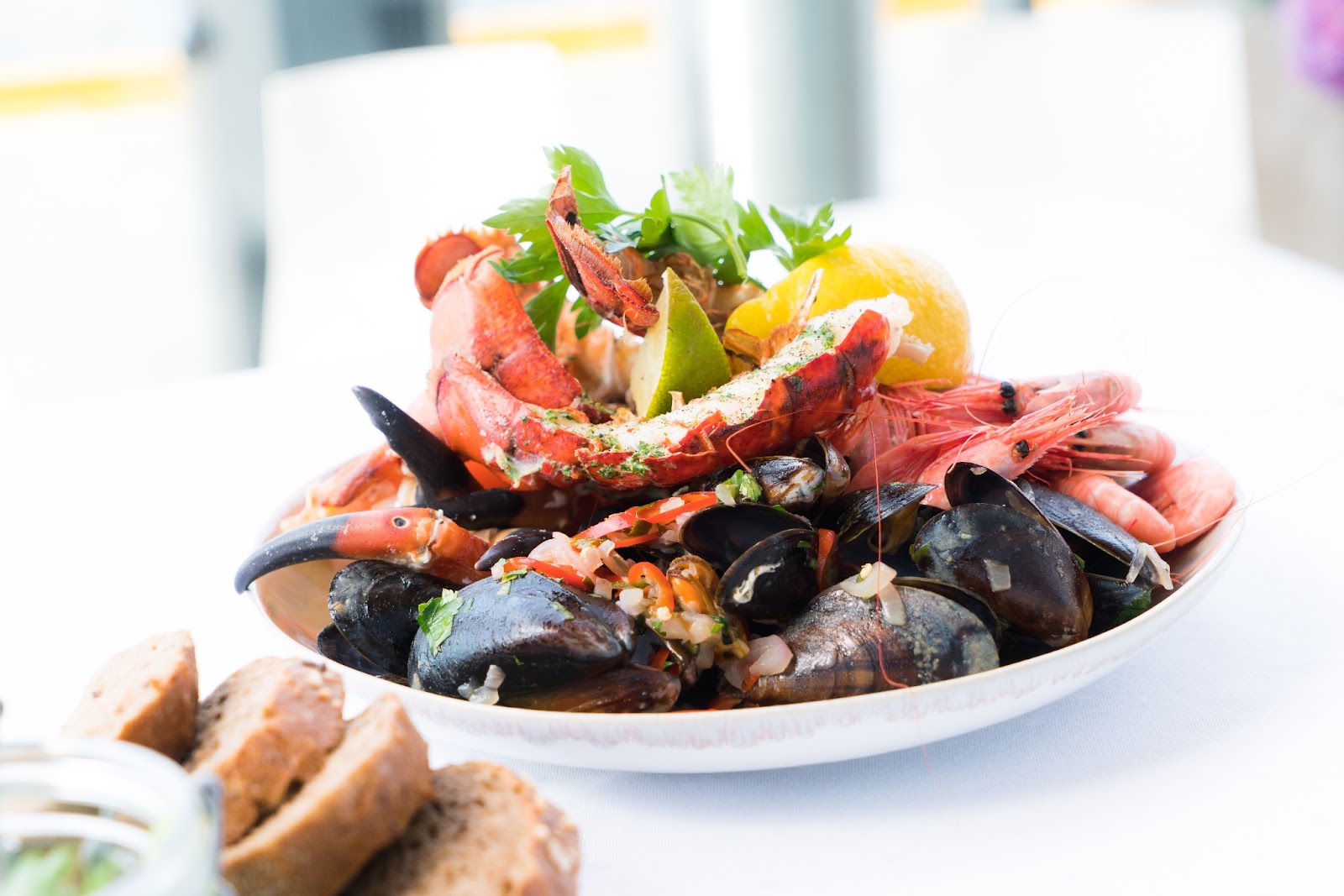 A delicious lunch in Antigua featuring fresh seafood cuisine.