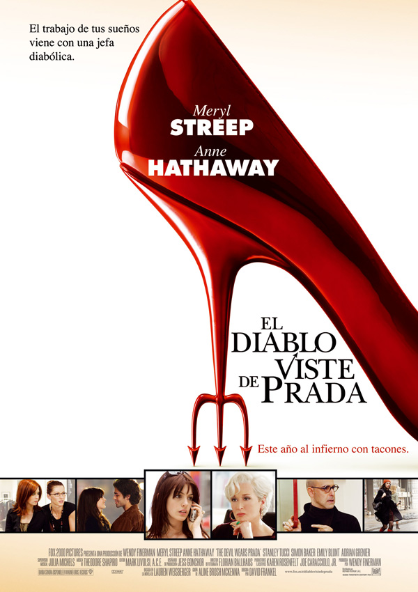 Portada de la película de moda El Diablo Viste de Prada, protagonizada por Anne Hathaway