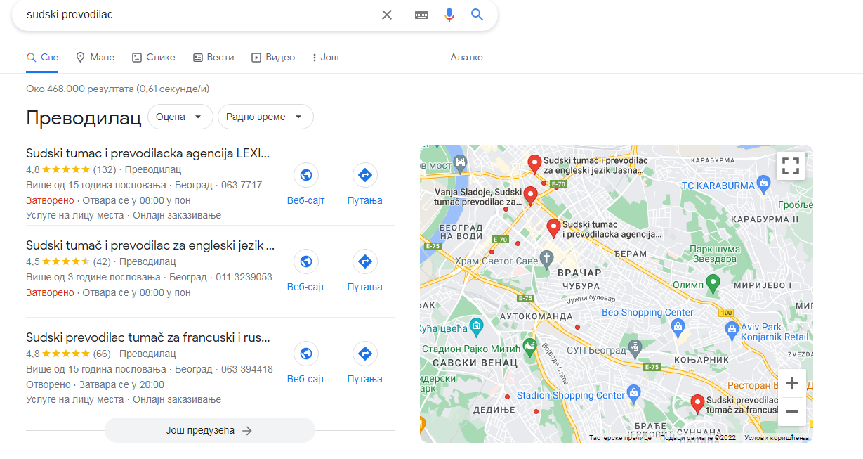 sudski prevodioc seo optimizacija google map pack google maps 