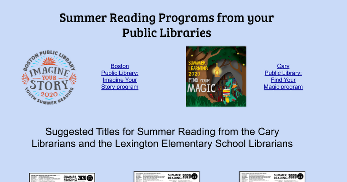 Summer Reading Resources