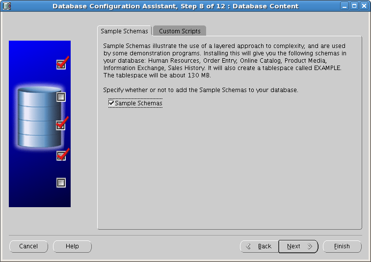C:\Users\Guidanz1\Desktop\sreens\Screenshot-Database Configuration Assistant, Step 8 of 12 _ Database Content.png