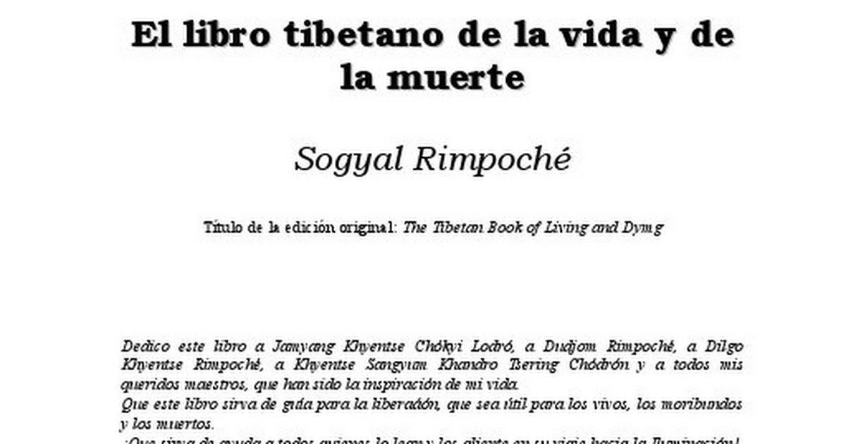 El Libro Tibetano De La Vida Y De La Muerte Sogyal Rimpoche Pdf Google Drive