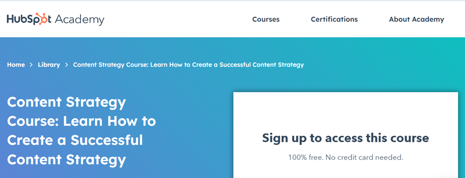 Hubspot’s Content Strategy Course
